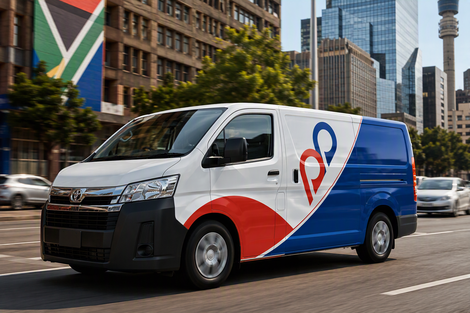 PointoPoint branded delivery van on a Johannesburg street