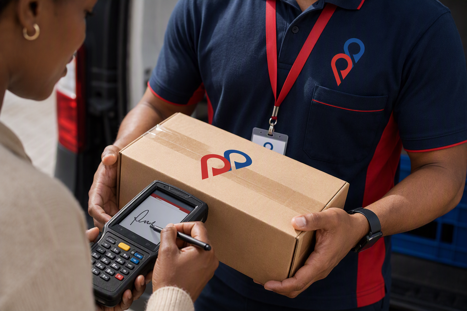 Recipient signing for proof of delivery on a handheld scanner